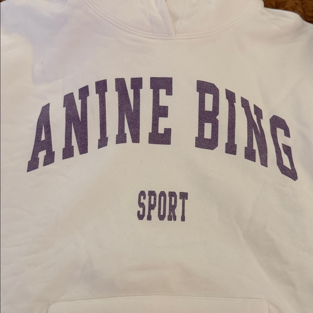 Anine Bing White Hoodie with Purple Lettering - Picture 6 of 7
